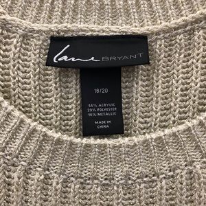 Lane Bryant metallic gold thread tan sweater. Size 18/20